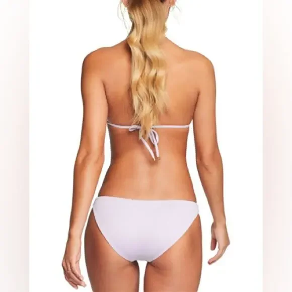 Vitamin A Luciana Ribbed Swim Bikini Bottom Light Purple Lilac Size Small / 6